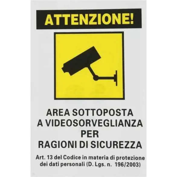 12x Schild Videoüberwachter Bereich PVC 20x30 cm Schildersprache Italienisch