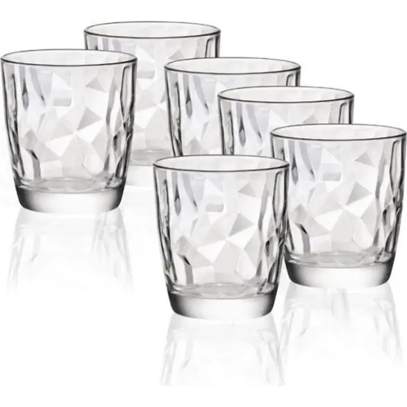 6x Wassergläser Mod. Diamond 30,5cl in transparentem Glas Getränk Küche