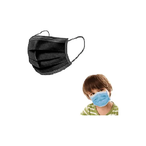 50x Masken Typ II Kinder ce zertifiziert schwarz Einweg Nase Mund Gesicht