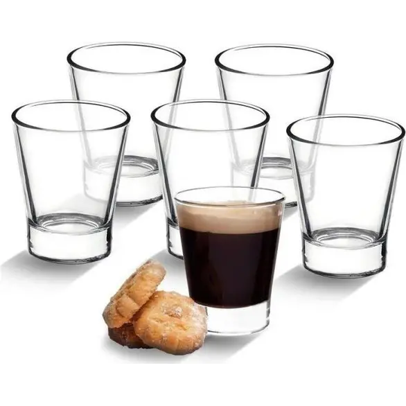 6x Kaffeetassen Mod. Caffeino Espresso 8,5cl Gläser in transparentem Glas