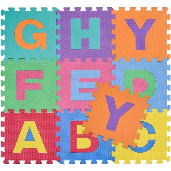 Puzzle-Teppich weiche Kindermatte 29,5 x 29,5 cm 10 Stück farbige Buchstaben