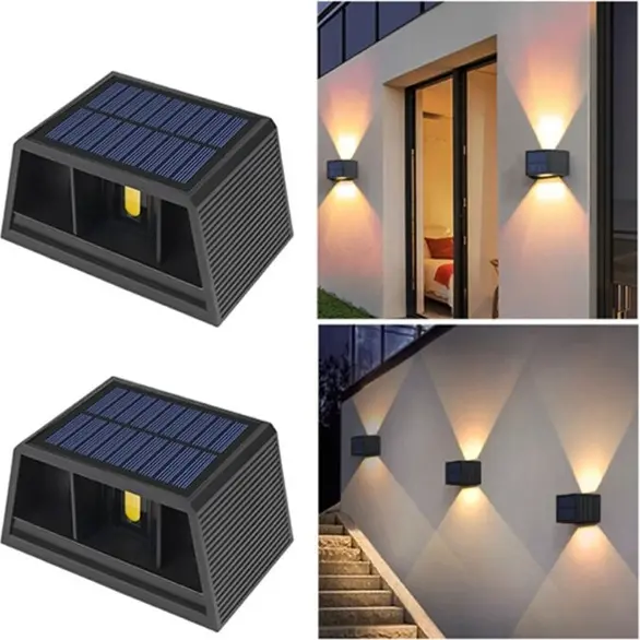 2x Solarbetriebene LED-Leuchten Wandleuchte Strahler Wandleuchte Außen