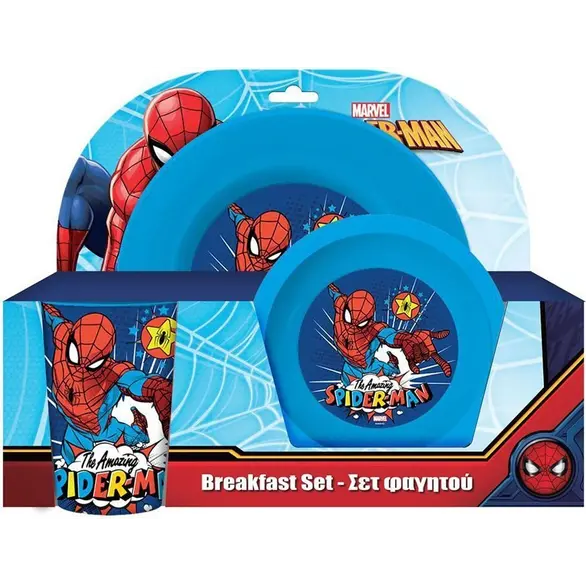 Spiderman 3-teiliges Essensset Teller Schüssel Tasse Mittagessen Schule