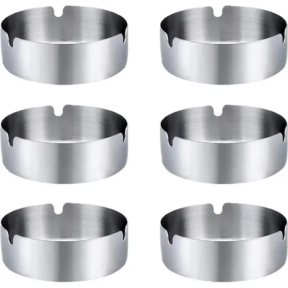 12x Aschenbecher Runder aus Stahl für Bar Kneipe Restaurant im Freien 10 cm