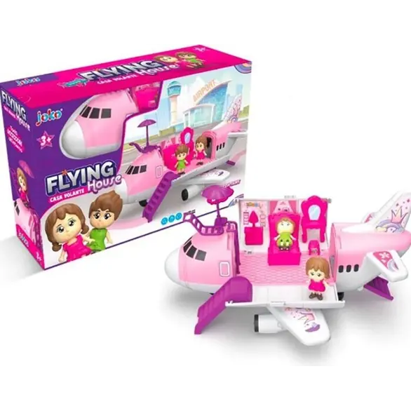 Spielzeugflugzeug für Mädchen, Flugzeugöffnung, mit 2 Puppenhaus-Spielsets