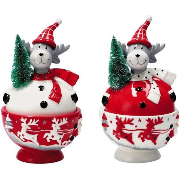 Weihnachtsdekoration, Keramik-Rentier-Box, Süßigkeitenbehälter, 14x25 cm