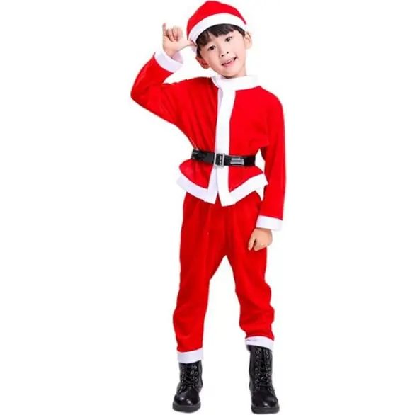Weihnachtsmann-Kostüm mit Mütze für Kinder, verschiedene Größen, 1–8 Jahre...