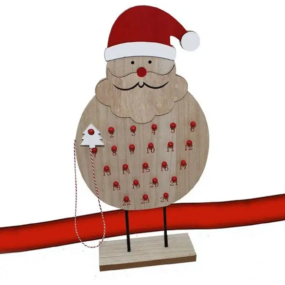 Weihnachtsmann-Adventskalender aus Holz 24 Zahlen 22x45cm Weihnachtsdekoration