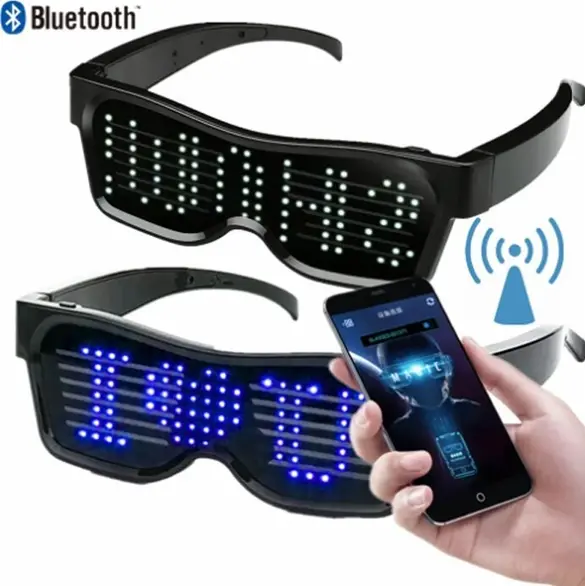 Futuristische LED-Brille, anpassbar, leuchtende Bluetooth-Rave-Partys
