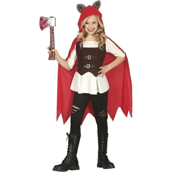 Halloweenkostüm Rotkäppchen Horrorkleid für Mädchen 3-12 Jahre Karneval (5-6...