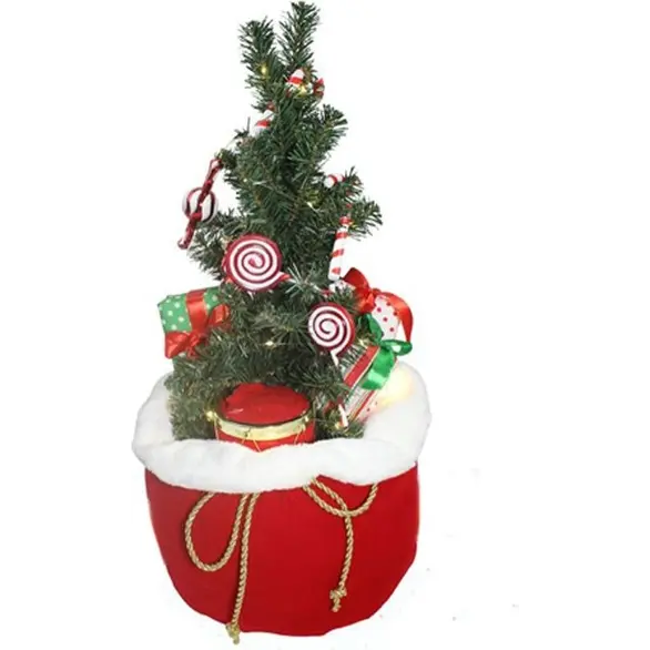 Kleiner künstlicher Weihnachtsbaum 60 cm mit LED-Lichterkette und Dekorationen