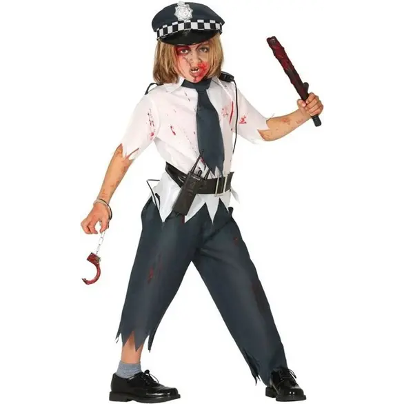 Halloween Kostüm Polizist Zombie Verkleidung Jungen Mädchen 5-12 Jahre (7-9...