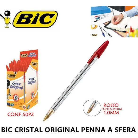 Bic Cristal Kugelschreiber Packung mit 50 Stück Tintenspitze 1 mm Schule Büro...