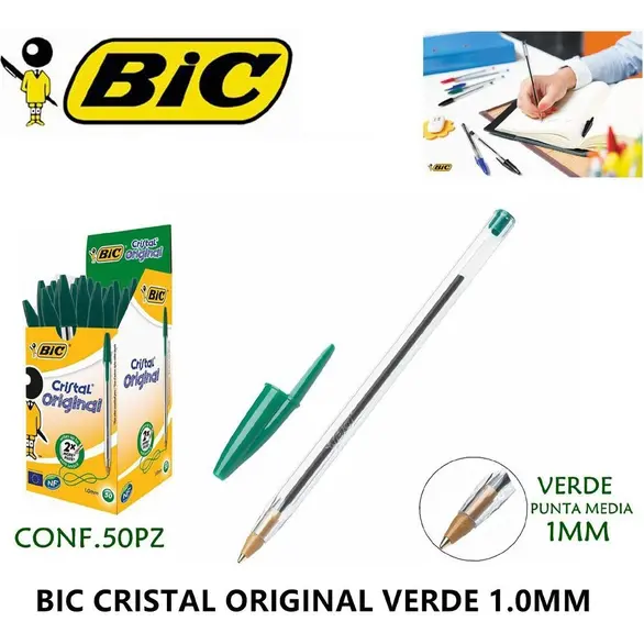 Bic Cristal Kugelschreiber Packung mit 50 Stück Tintenspitze 1 mm Schule Büro...