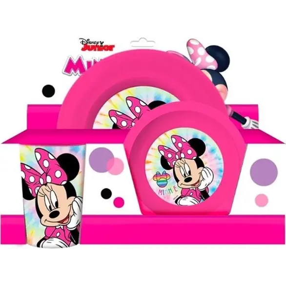 Frühstücksset 3-teilig Disney Minnie Teller Glasschale Kindergarten Mädchen