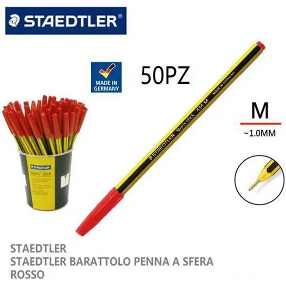50x Noris Kugelschreiber Stickspitze1 mm Rot Grün Schwarz Blau Schule Büro (Rot)