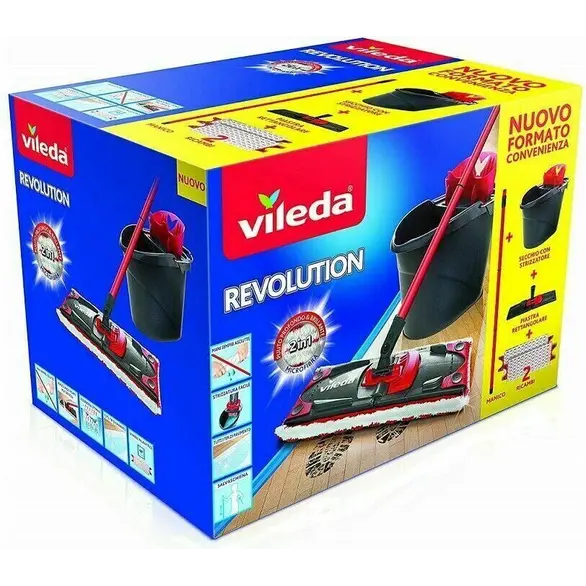 Vileda Revolution Box-Bodenreiniger mit 2 Ersatzteilen für die Mocho-Reinigung