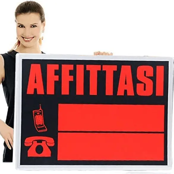 "AFFITTASI"-Schild, Riesengröße 70 x 50 cm, PVC, Telefonnummer zur Miete