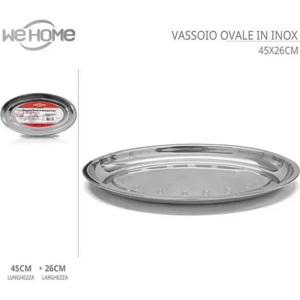5x ovales flaches Tablett aus Edelstahl für Küche mit einer Kapazität 23-45...