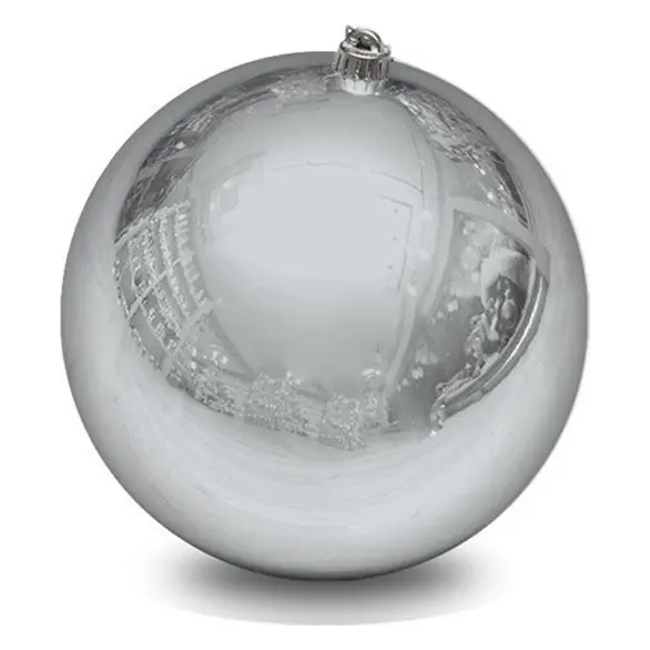 Weihnachtskugel 20 cm, glänzende silberne Kugel, Weihnachtsbaumschmuck