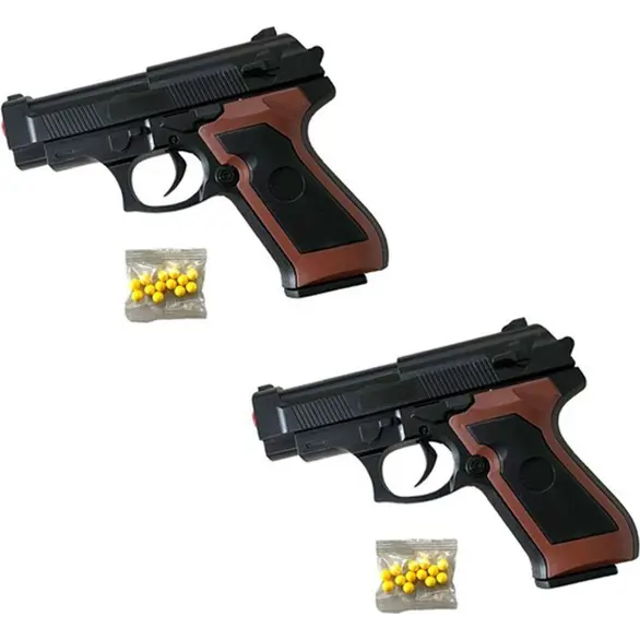 2x Spielzeugpistole verschießt 6 mm-Kugeln 8 Jahren schwarzem Kunststoff