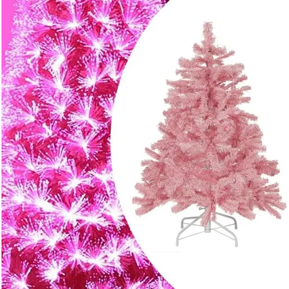Pinke Weihnachtsbaum mit künstlicher LED-Faseroptik 60/90/120/150 cm (60 cm)