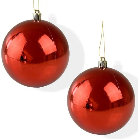 2x Weihnachtskugel, 15 cm, glänzende rote Kugel, Geschenk, Weihnachtsbaumschmuc