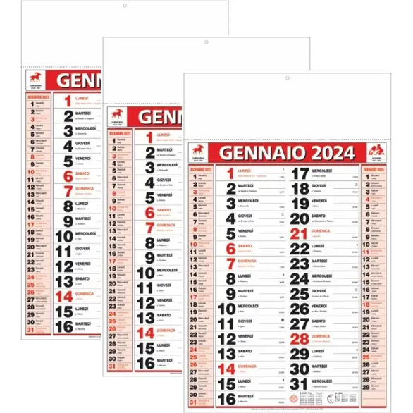 2024 Niederländischer Wandkalender Niederländisch Rot Große Zahlen Maxi 3STK