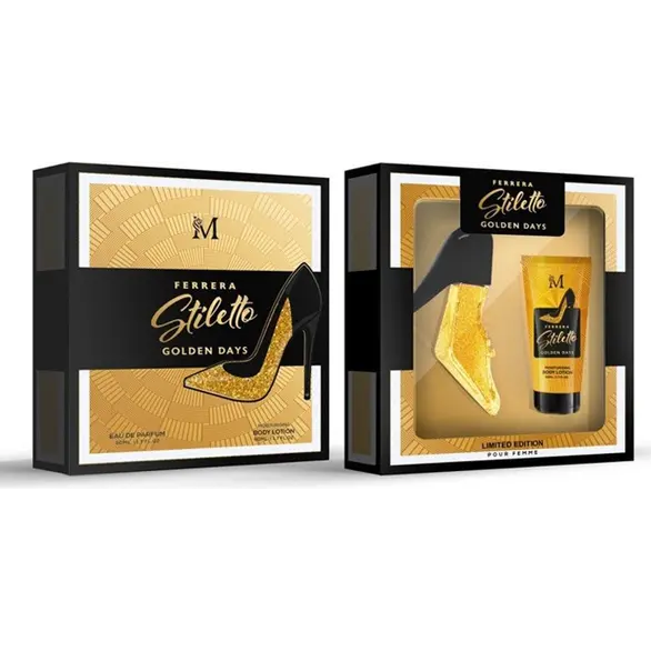 Ferrera Stiletto Golden Days Geschenkbox Parfüm 50 ml + Lotion 50 ml
