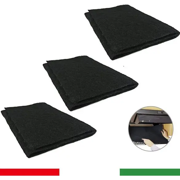 3x Universalfilter Dunstabzugshaube fettabweisend schwarzes Tuch Größe 80x40 cm