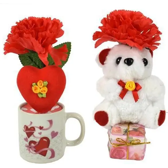 Teddybär-Becher-Geschenkset Valentinstag Jahrestag Plüschbecher Geschenkidee