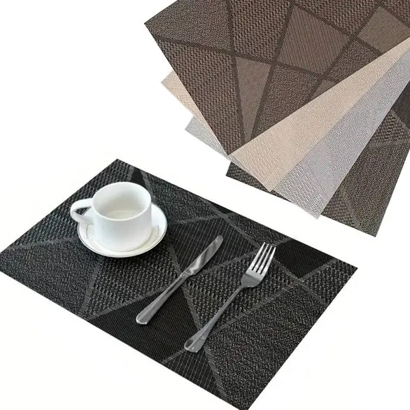 Set mit 12 Tischsets aus schmutzabweisendem PVC Frühstück, 30x45 cm waschbar