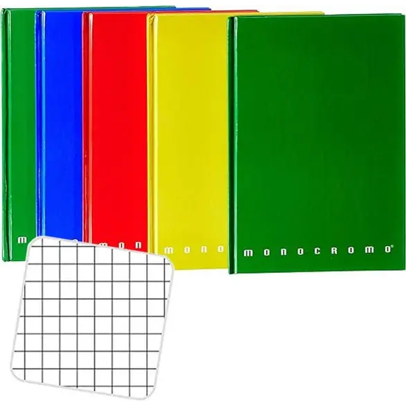 Packung 5 Stück Notizbüchern mit festem Einband A5 kariert verschiedene Farben