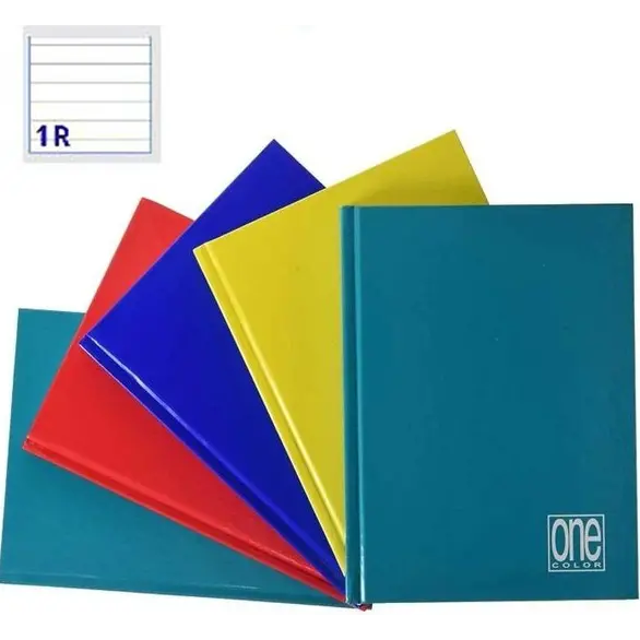 5x A5-Notizbücher mit festem Einband, 1R liniert, 72 Blatt, verschiedene Farbe