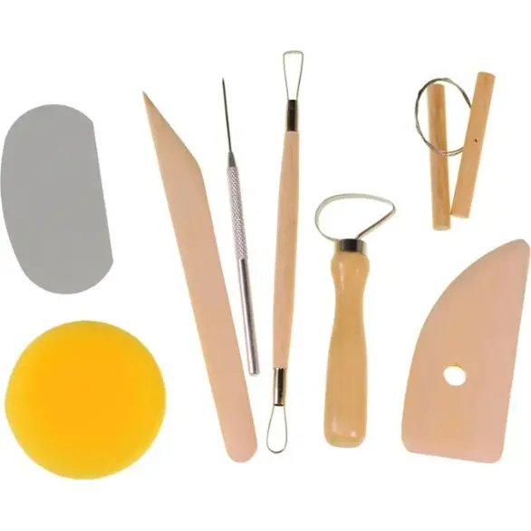 Keramik-Ton-Modellierwerkzeug-Set, 8-teiliger Holzbausatz