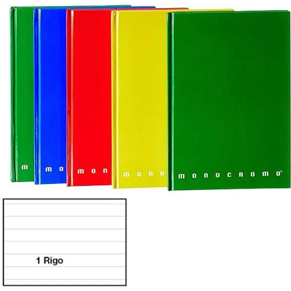 5x A5-Notizbücher mit festem Einband 1R einfarbig verschiedene Farben, Schule