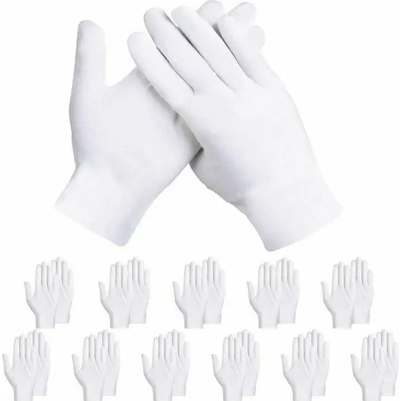 12x Paar weiße, leichte DIY-Arbeitshandschuhe aus Baumwolle, Einheitsgröße