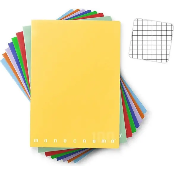 Set 10 einfarbigen Notizbüchern A5-Format 4 mm quadratisch verschiedene Farben