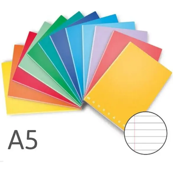 10x A5-Notizbuch einfarbig, liniert, 0C, liniert, 42 Blatt, verschiedene Farben