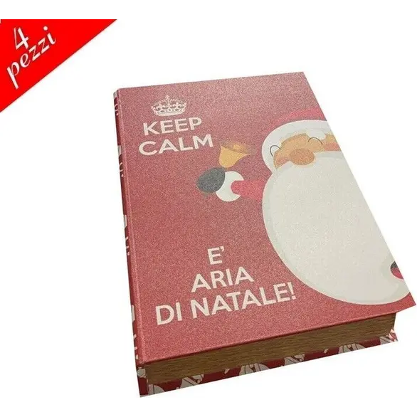 Set mit 4 Weihnachtsbuchboxen "Keep Calm Christmas Air" Bonbonhalter Pralinen