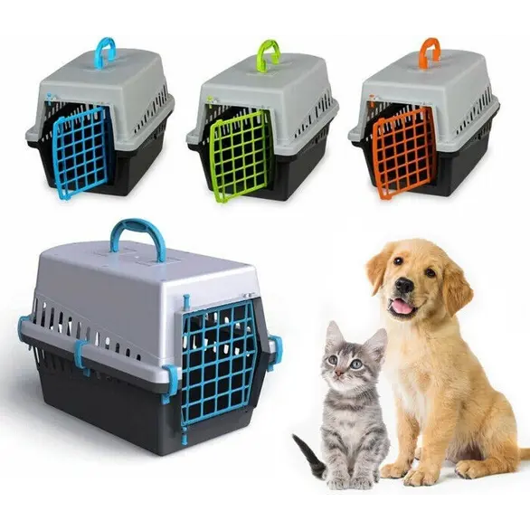 Transportbox für Hunde und Katzen aus Kunststoff für Reisen mit Gitter 10570