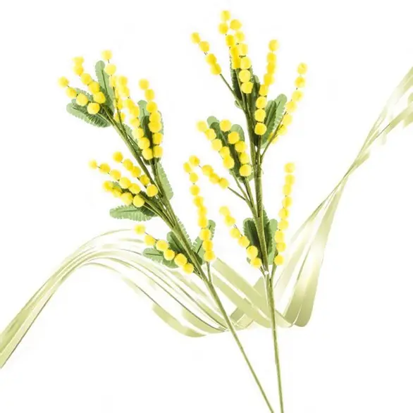 12x künstliche Zweige Mimosenstrauß Frauentags-Kunstblume 35 cm