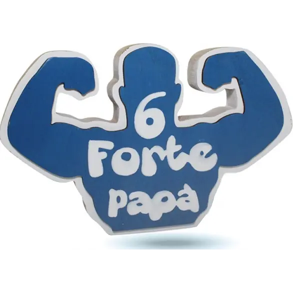 Blaue dekorative Holzschrift 6 Forte Papà Vatertag 12x18 cm