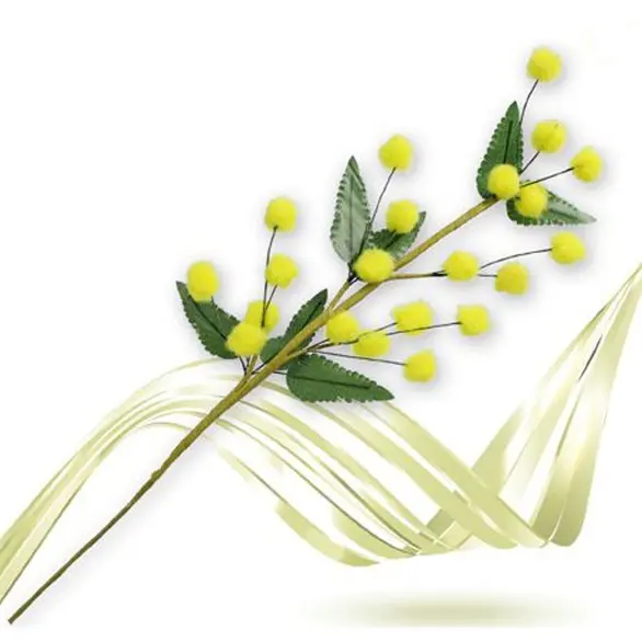 12x Künstlicher Mimosenstrauß als Geschenk zum Frauentag 25 cm Blume