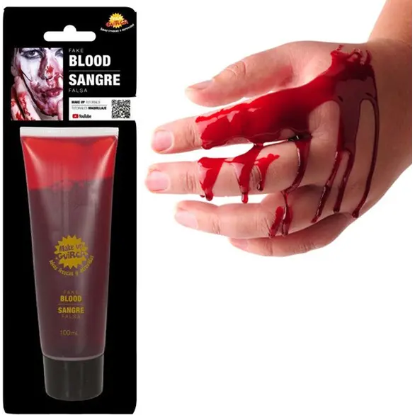 Auswaschbare Kunstbluttube 100 ml, rotes Make-up für Halloween-Verkleidungen