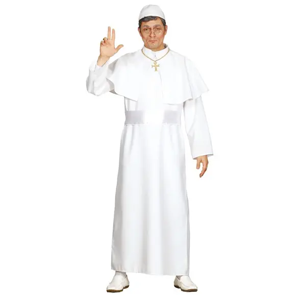 Karnevalskostüm für Papst, religiöser Mann, lange weiße Tunika, M/L (M)