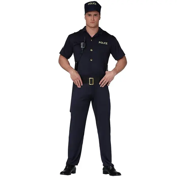 Karnevalskostüm Polizist Anzug Polizei Erwachsener Mann Unisex M/L Halloween (M)