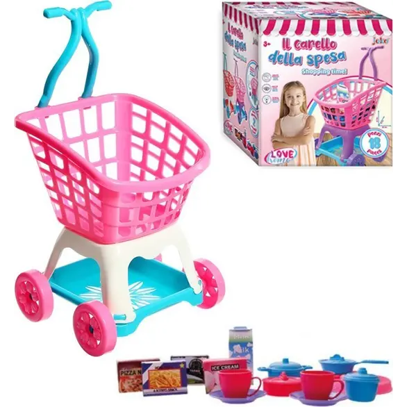 Spielzeugwagen für Kinder, Supermarkteinkauf mit Zubehör, 51x30x28 cm