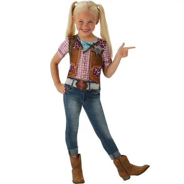 Karnevalskostüm Cowgirl T-Shirt für Mädchen 3-8 Jahre Halloween Verkleidung...