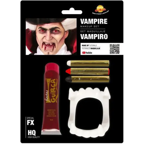 Karnevals-Make-up-Tricks, Vampir-Make-up, künstliche Blutzähne für das Gesicht